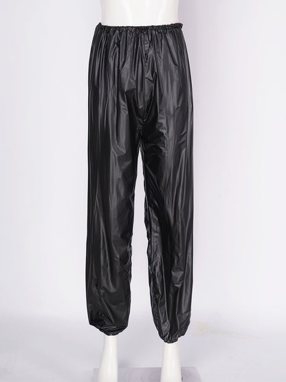 Unisex PVC Sauna Suit — Long Sleeve Top & Elastic Waistband Pants for Men & Women, Slimming Fitness Workout Outfit