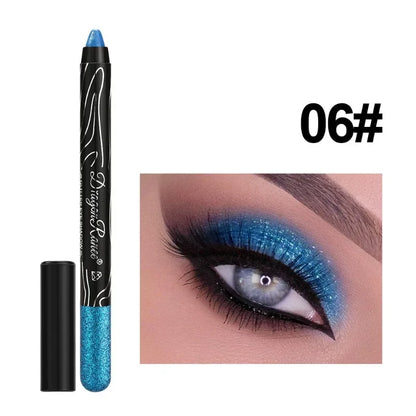 Shiny Pearlescent Highlighter Eyeshadow Pencil – Waterproof Glitter Eyeliner Gel Pen for Long-Lasting Makeup