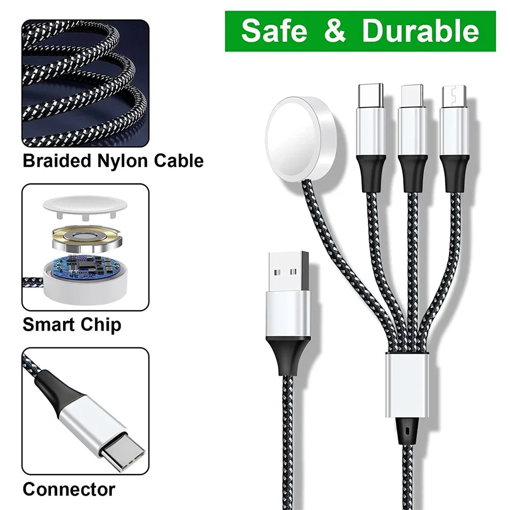 4-in-2 Multi Watch Charging Cable – Fast USB Type-C Charger for iWatch, iPhone, AirPods & iPad Accessories