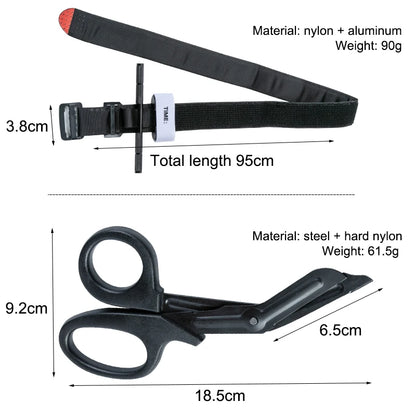 Military Tactical First Aid Rotary Pressure CAT Aluminum Rod Tourniquet - Essential Hiking, Camping, Survival Gear for Molle Rescue