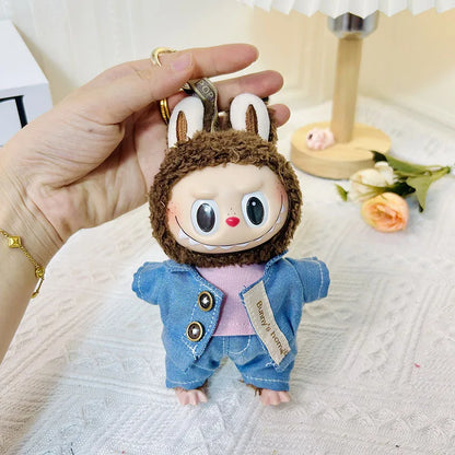 17cm Mini Plush Doll Clothes Set – Kpop EXO Labubu Idol Doll Shark Onesie & Accessories, DIY Girl Gift