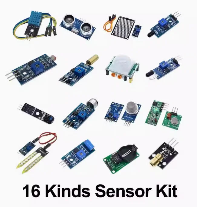 45-in-1 Sensor Module Starter Kit - 16 Types of Electronic Sensors for Arduino UNO R3, MEGA2560, and Raspberry Pi DIY Projects