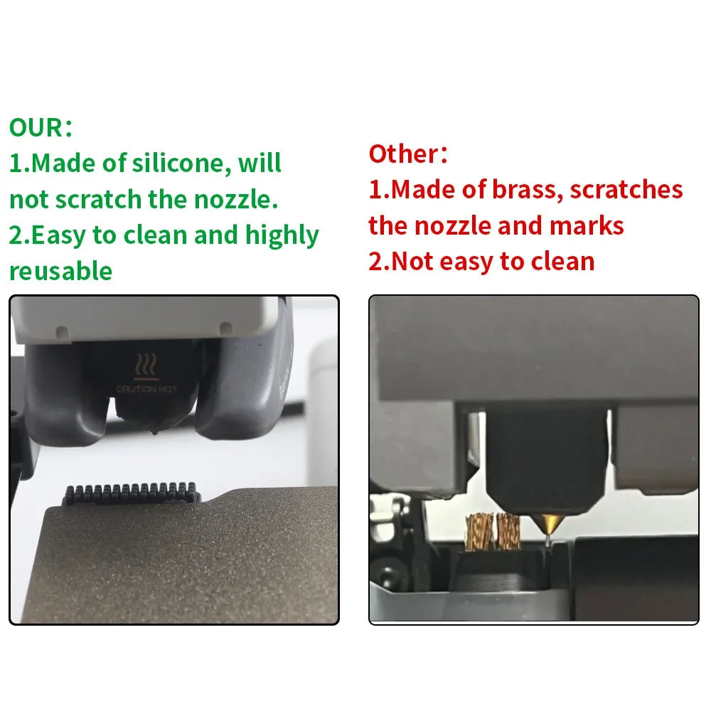 Nozzle Brush for Bambu Lab A1 – Silicone Wiper Brush & Hotbed Scrubber Cleaning Tool for 3D Printer Accessories