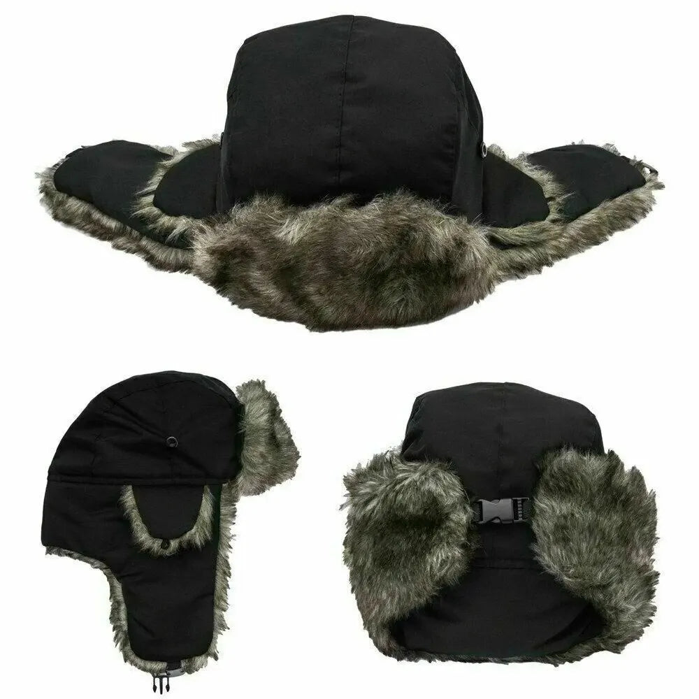 Men's Winter Trapper Aviator Ski Hat - Waterproof Earflap Bomber Cap with Warm Ear Protectors