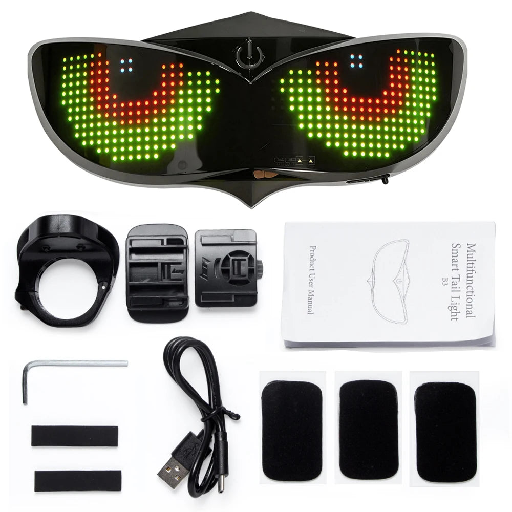 Smart LED Helmet Display Light Panel – Customizable Pattern Safety Light for Bicycle, Scooter & Skateboard (Helmet Not Included)