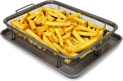 Non-Stick Baking Tray & Frying Pan – Grill Mesh Chips Basket & Baking Dish for Kitchen Use