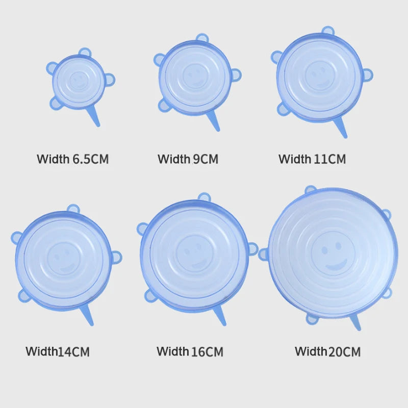 6/12Pcs Silicone Stretch Lids - Universal Taper Pot Bowl Food Wrap Sealed Cover for Kitchen Cookware