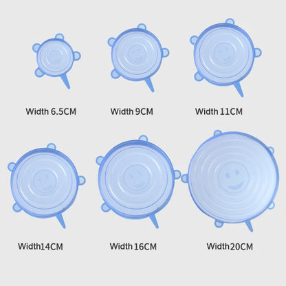 6/12Pcs Silicone Stretch Lids - Universal Taper Pot Bowl Food Wrap Sealed Cover for Kitchen Cookware