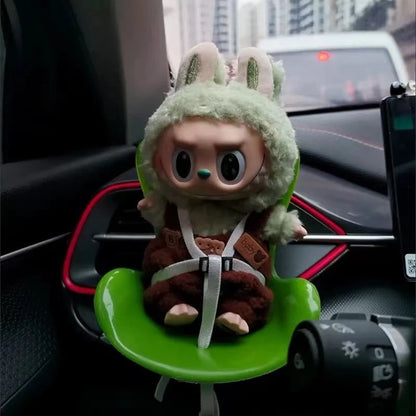New 15-17cm Labubu Doll Safety Seat – Cute Doll Air Outlet Aromatherapy Decoration for Car Interior