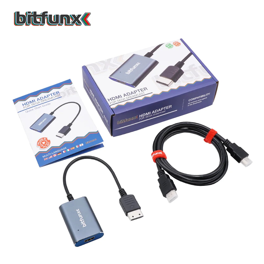 Bitfunx VGA to HDMI Adapter – Video & Audio Converter for SEGA Dreamcast NTSC/PAL Game Console