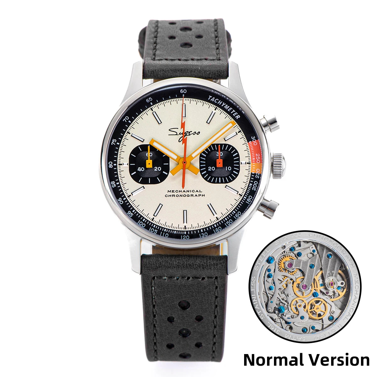 Sugess Pilot Men’s Chronograph Watch — Original ST1901 Mechanical Movement, Sapphire Crystal, Waterproof Racing Strap