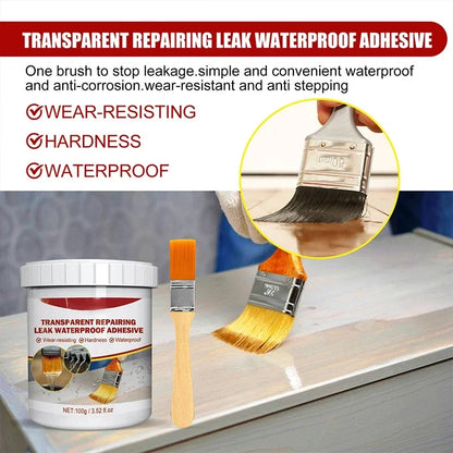Invisible Waterproof Sealant Coating – Strong Transparent Anti-Leak Repair Glue with Brush Applicator (100–1000g)