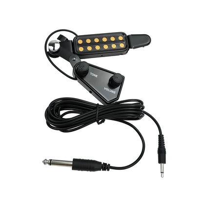 12-Hole Acoustic Guitar Sound Hole Magnetic Pickup – Transducer with Tone & Volume Control and Audio Cable for Amplified Sound System
