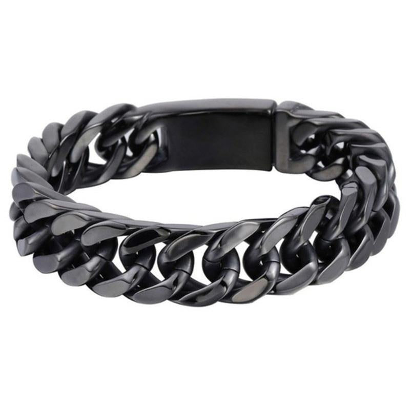 Fashion Black Cuban Chain Bracelet - Hip Hop Jewelry for Men, Couple Bracelets for Birthday & Anniversary Gift