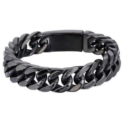 Fashion Black Cuban Chain Bracelet - Hip Hop Jewelry for Men, Couple Bracelets for Birthday & Anniversary Gift