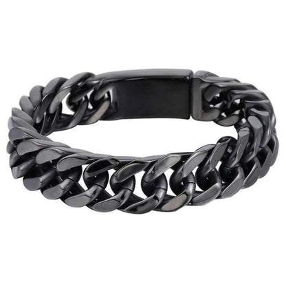 Fashion Black Cuban Chain Bracelet - Hip Hop Jewelry for Men, Couple Bracelets for Birthday & Anniversary Gift