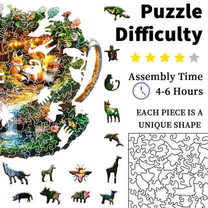 Challenging Wooden Puzzle – Forest Wildlife Jigsaw for Family Fun & Home Decor Gift
