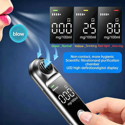 Portable Digital Breathalyzer – Rechargeable Personal Alcohol Detection Tester with Compact Design
