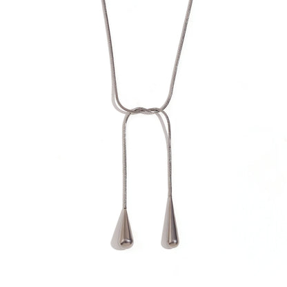 Two Water Drop Snake Chain Necklace – Tarnish-Free Silver & 18K Gold Plated Stainless Steel Jewelry for Women