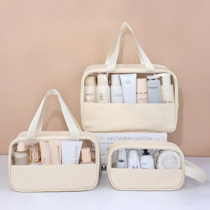 Portable Transparent Travel Cosmetic Bag for Women — Large-Capacity Waterproof Makeup & Toiletry Storage Case