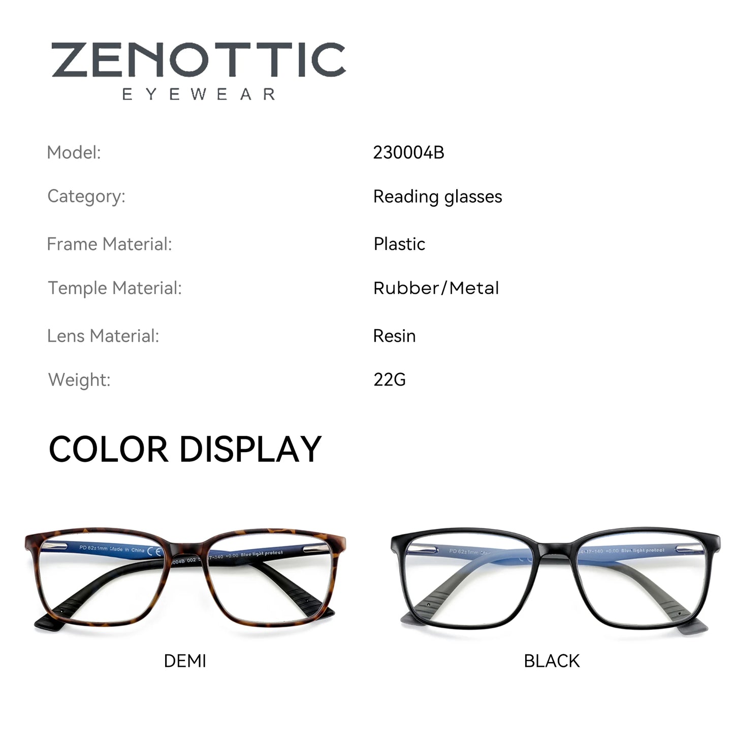 ZENOTTIC Square Prescription Glasses - 2025 Fashion Unisex Anti Blue Light Photochromic Myopia & Hyperopia Eyewear