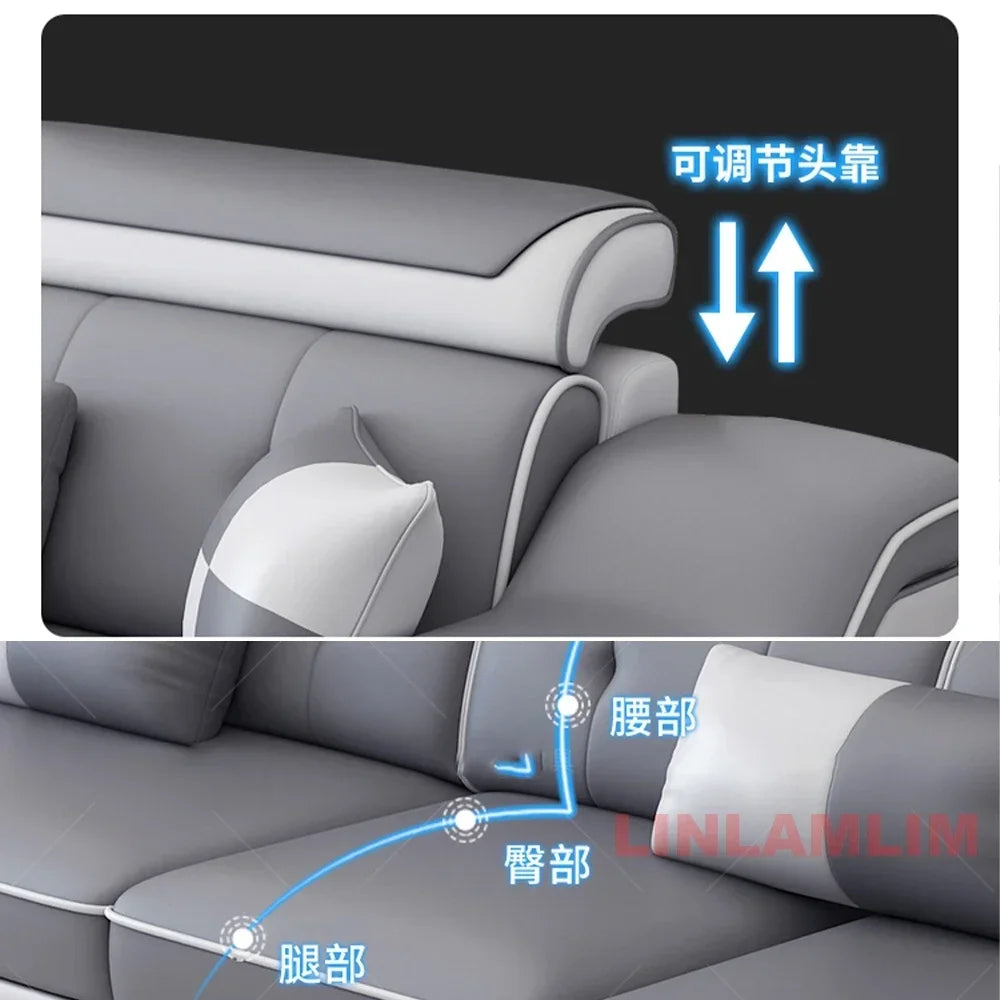 Linlamlim Modern Sectional Sofa Set - Fabric Chaise Lounge with Bluetooth Speakers & USB Charging Ports for Living Room