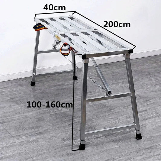 Foldable Steel Scaffolding Ladder – Portable Construction Workbench & Elevated Platform for Home Decoration, Renovation & Heavy-Duty Building Use