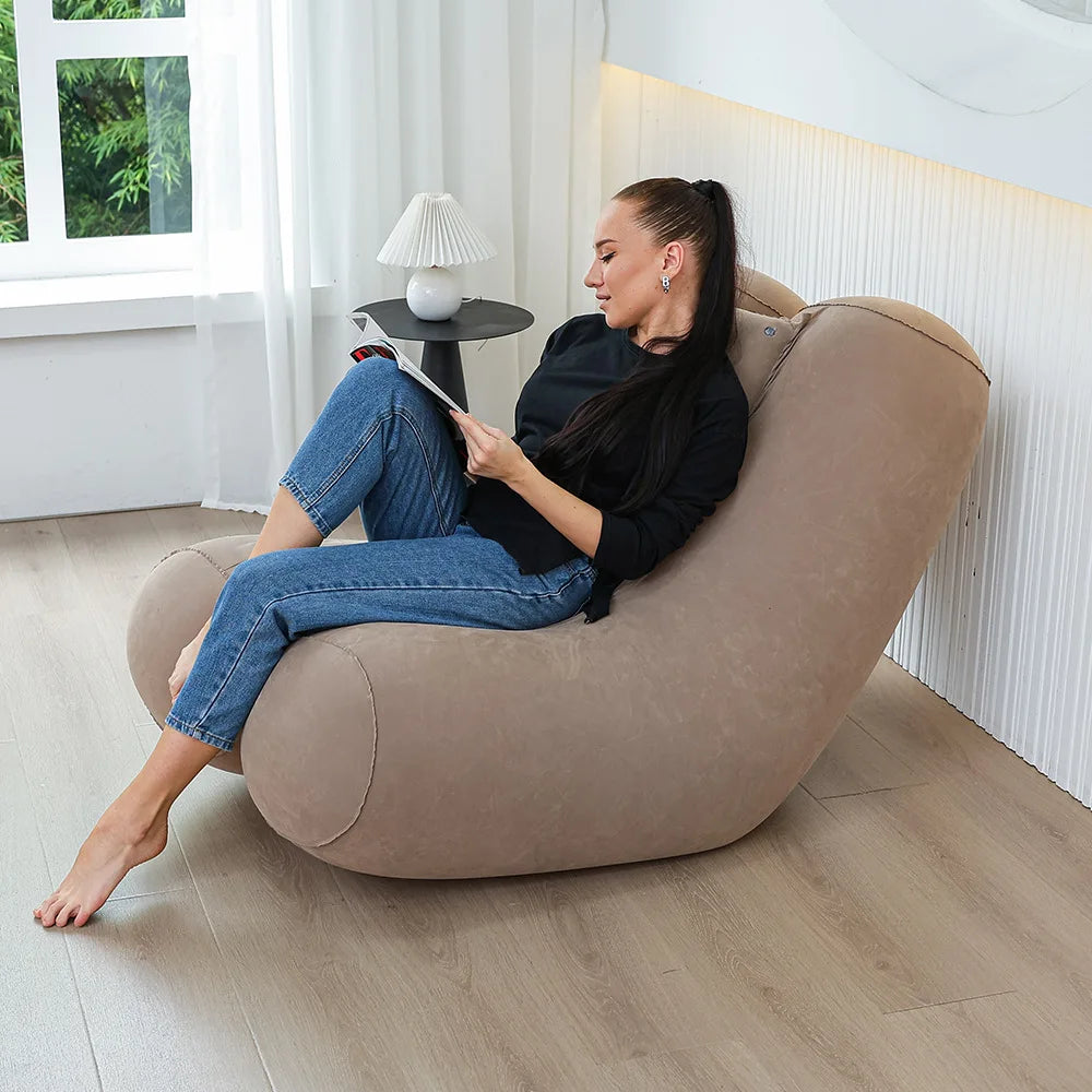 Folding Inflatable Sofa Chair - Thick Durable Compact Lounge for Gaming, Relaxing & Sleeping