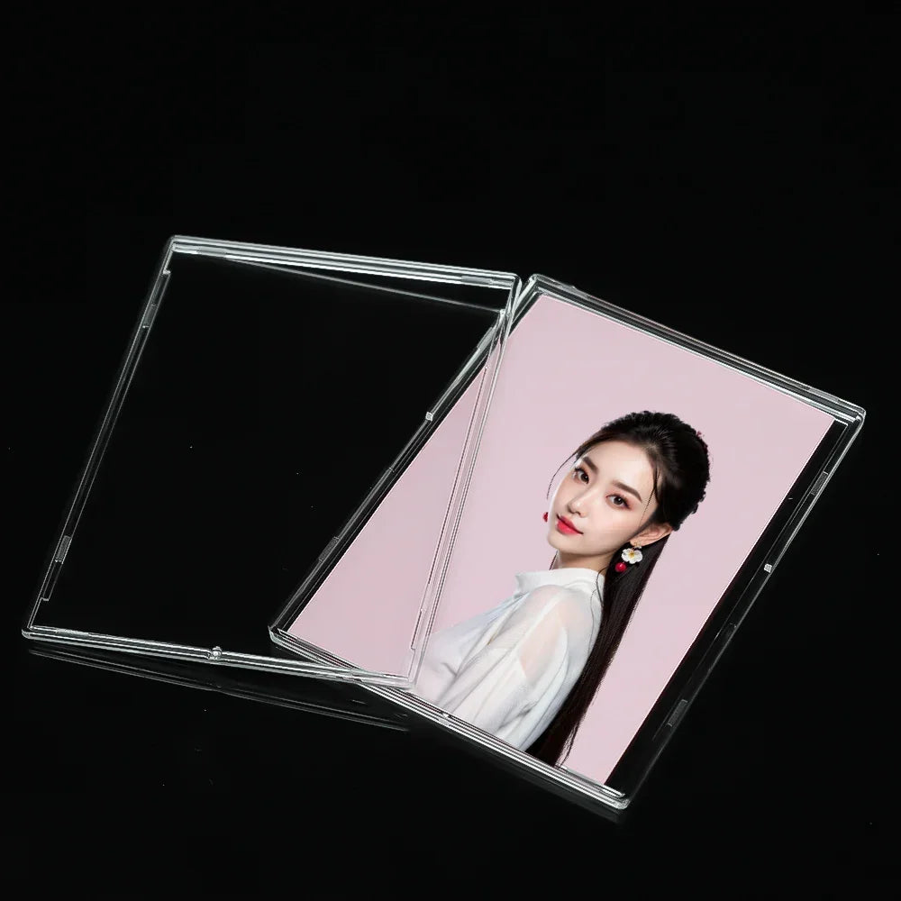 Clear Acrylic Snap Card Holder Case – Protective Trading Card Display Sleeve for Gaming, Sports & K-Pop Idol Photo Storage (Non-Magnetic)