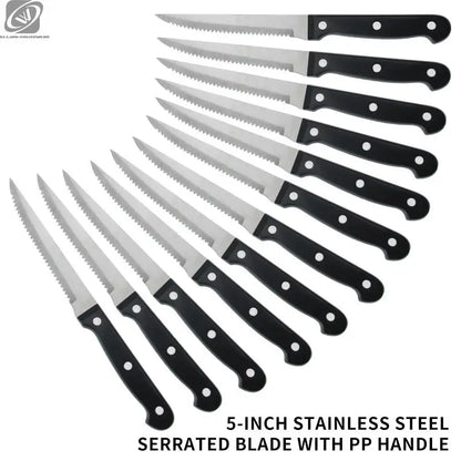 1/4/6/8/12-Pc Steak Knife Set – Full Tang Serrated Stainless Steel Knives for Beef, Bread & Restaurant Table Dinner Use