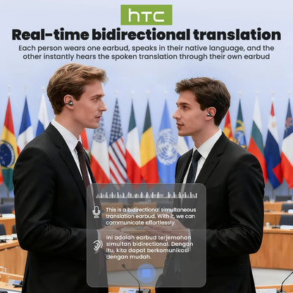 AI Translation Wireless Earbuds - Real-Time Language Translator with Surround Sound & Sport Comfort