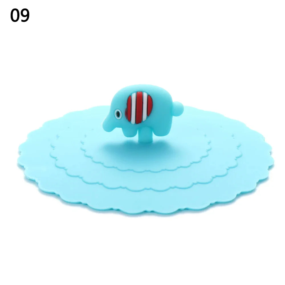 Cartoon 10cm Cute Silicone Cup Cover - Heat-Resistant, Leak-Proof, Dustproof Sealed Lid for Tea Cups