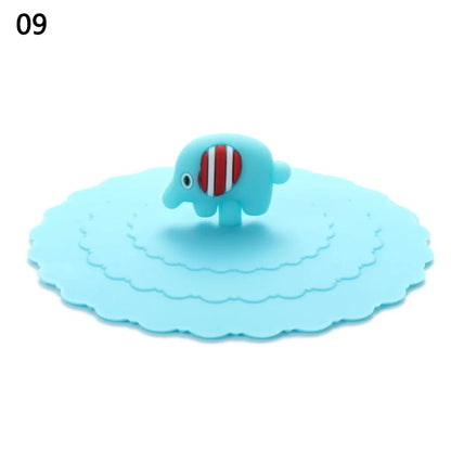 Cartoon 10cm Cute Silicone Cup Cover - Heat-Resistant, Leak-Proof, Dustproof Sealed Lid for Tea Cups