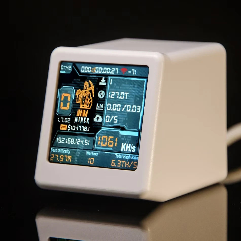 NMMiner ESP32 Bitcoin Solo Miner - Low-Power 1060KH/s Smart TV Mining Device and Desktop Clock Gift for Tech Enthusiasts