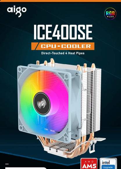 Aigo CPU Cooler — 2/4/6 Heat Pipe Radiator with 3-Pin PWM Silent RGB Fan for Intel LGA 1700/1150/1155/1156/1366 & AMD AM2/AM3/AM4