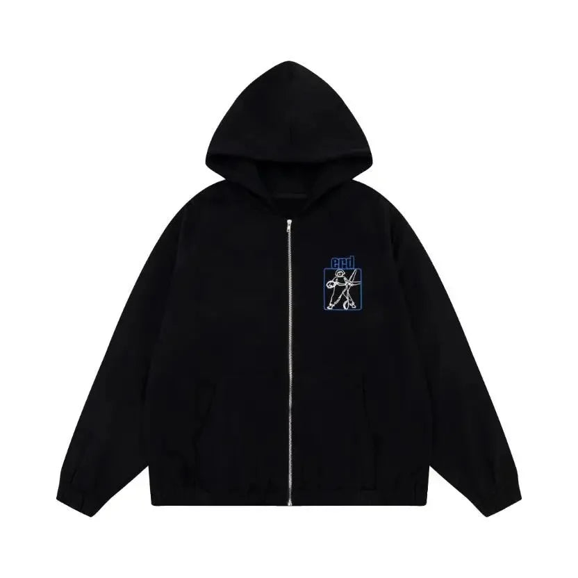 Washed Casual Hoodie Sweatshirt — Unisex Loose-Fit Street Style Crew Neck with Lip Print Letter Design, Vintage Comfortable Top
