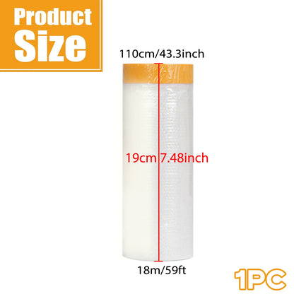 Pre-Taped Protective Masking Film – Plastic Sheeting for Car, Furniture & Floor Painting Protection