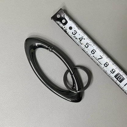 Unisex Essential Belt Icon Carabiner Keychain – Blackout Oval Solid Buckle for Men & Women Bag Accessories