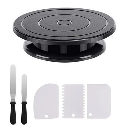 Cake Decorating Kit – 1/6pcs Turntable Set with 2 Frosting Spatulas, 3 Icing Smoothers & Scrapers for Baking & Parties