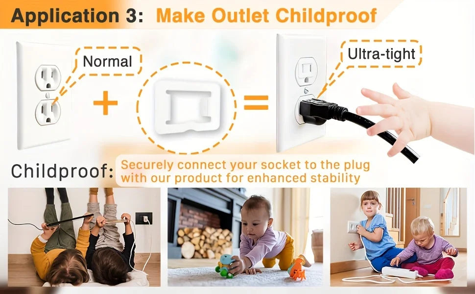 12PCS Socket Stabilizers – Flame-Retardant PC Plugs Fixer to Prevent Power Drops & Loose Connections