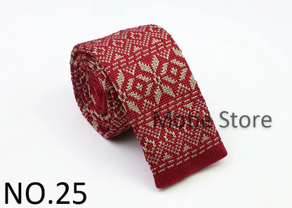 Classic Knit Neck Tie for Men — 6cm Plaid & Dots Casual Business Wedding Tie