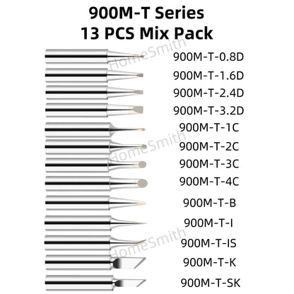 13PCS 900M-T Soldering Iron Tips Set - Lead-Free Welding Heads & Repair Accessories