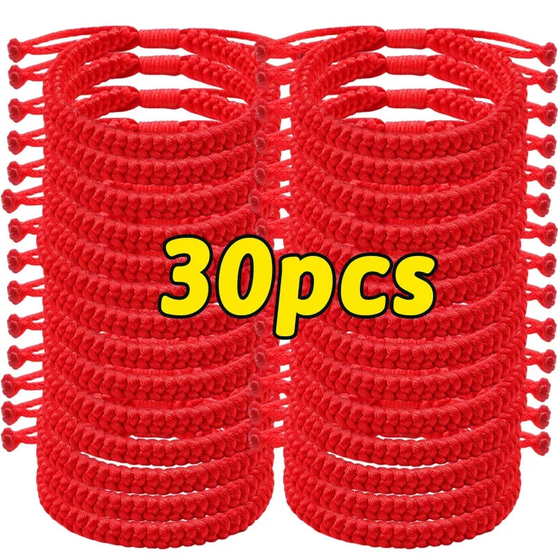 Lucky Red Thread Bracelet — Adjustable Tibetan Buddhist Handwoven Braided Rope Jewelry for Men and Women Wristbands
