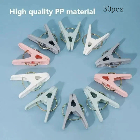 30PCS Windproof Clothespins – Multi-Purpose Laundry Clips for Clothes, Socks, Underwear & Food Bag Sealing