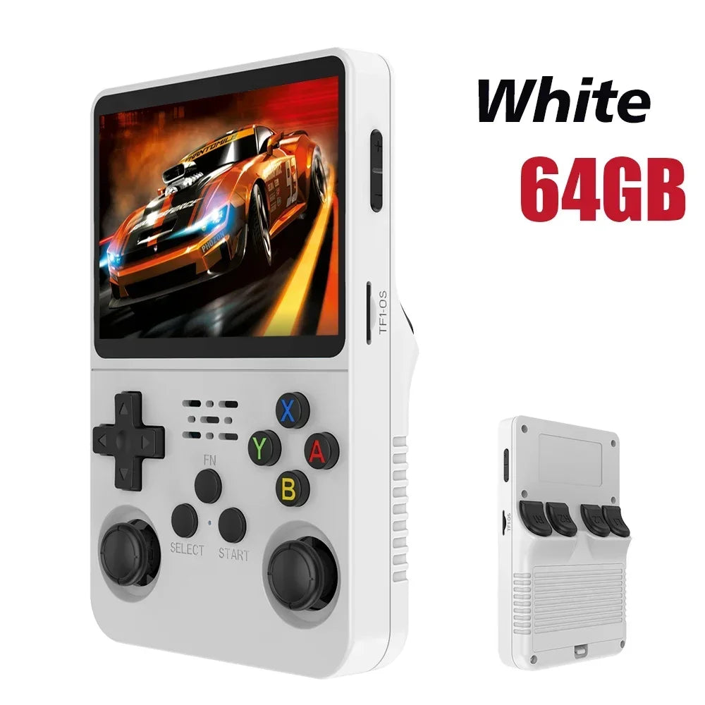 128GB Open Source R36S Video Game Console – Linux System, 3.5 Inch IPS Screen, Orange Portable Pocket Player with 64GB of Best Games