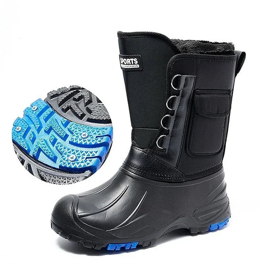 Men’s Waterproof Non-Slip Rain Boots — Cotton Mountaineering & Fishing Work Shoes for Spring Farm Use