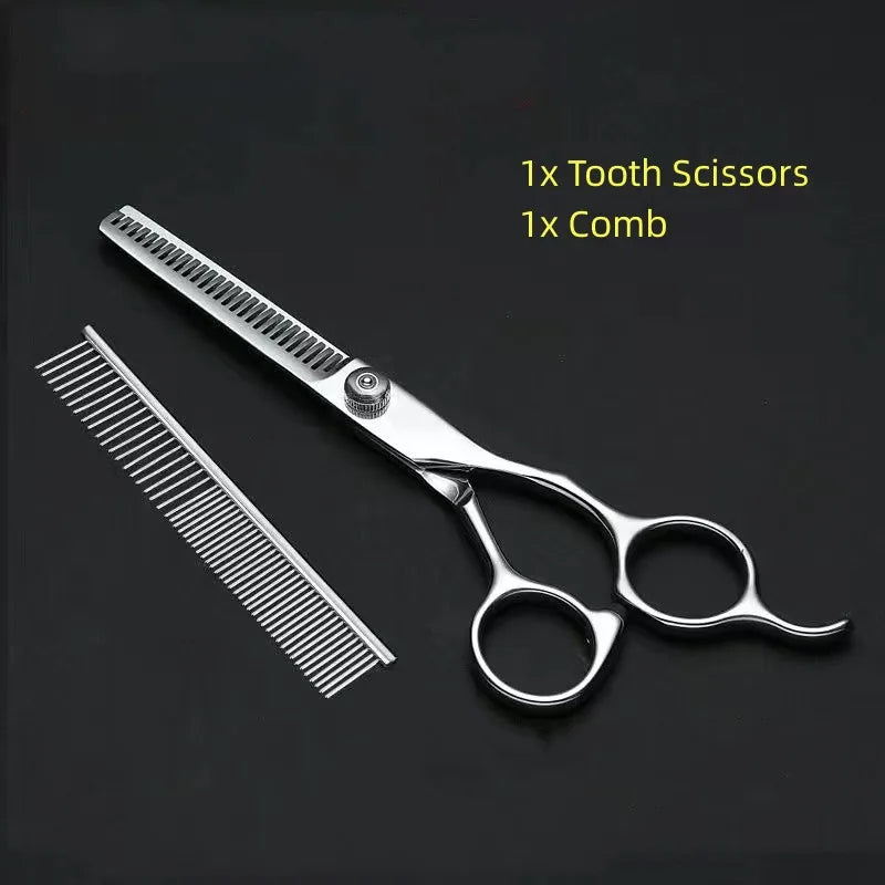 Pet Grooming Scissors Set – Professional Dog Hair Trimming Tools, Bent Scissors & Clippers for Teddy Haircuts