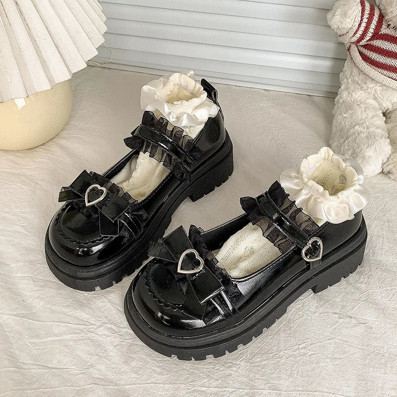 JK Lolita Platform Loafer Shoes - Y2K Kawaii School Girl Fashion Pumps