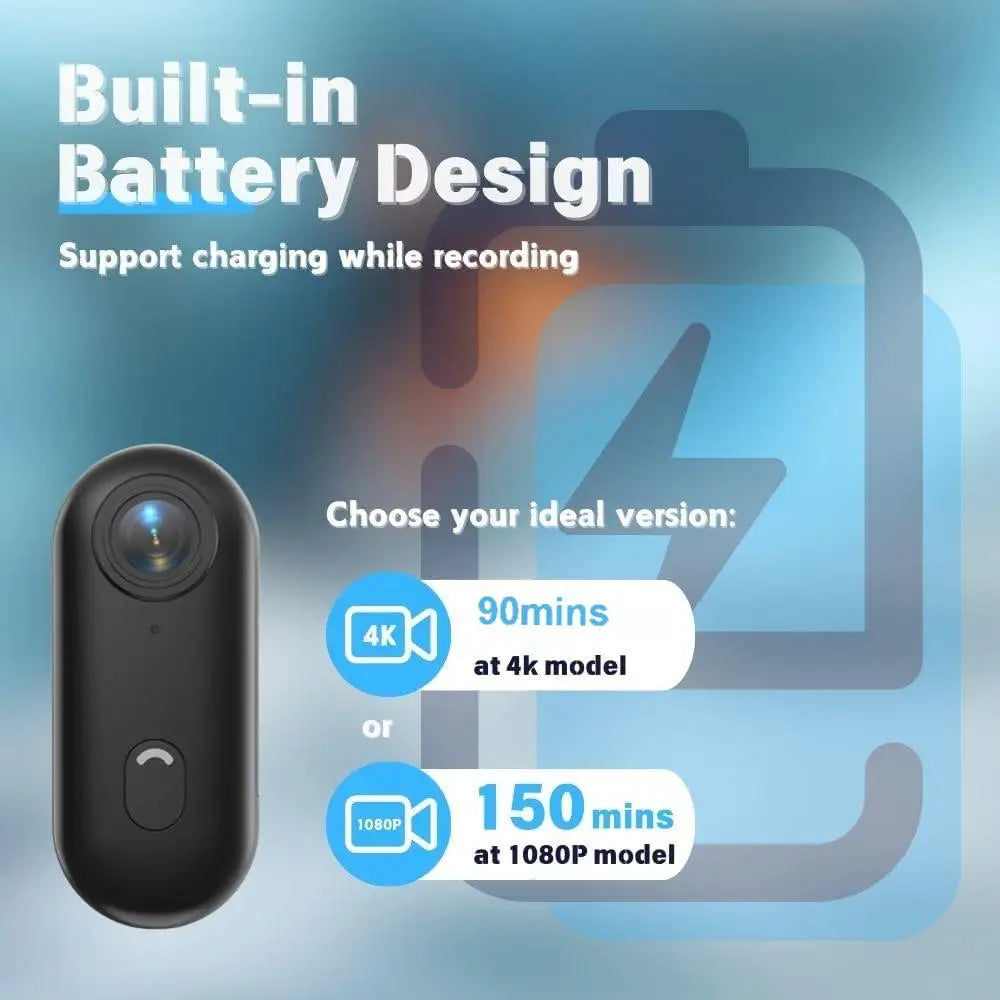 4K HD Mini Vlog Camera — WiFi Wireless Portable Action Body Cam for Sports, Travel & Photography