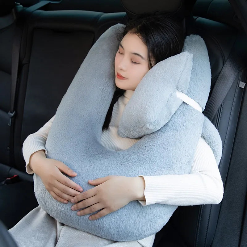 Children’s Cartoon Car Neck Pillow – Rear Seat Sleep Headrest & Seat Belt Shoulder Support